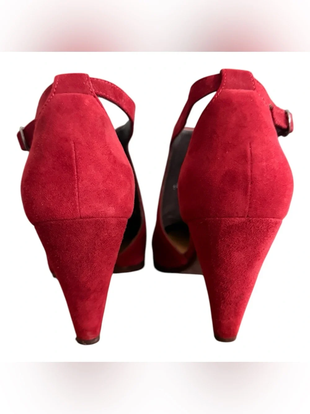 COCLICO Red Suede Slingback Pumps with Layered Detail Size 39 1/2 (8.5)